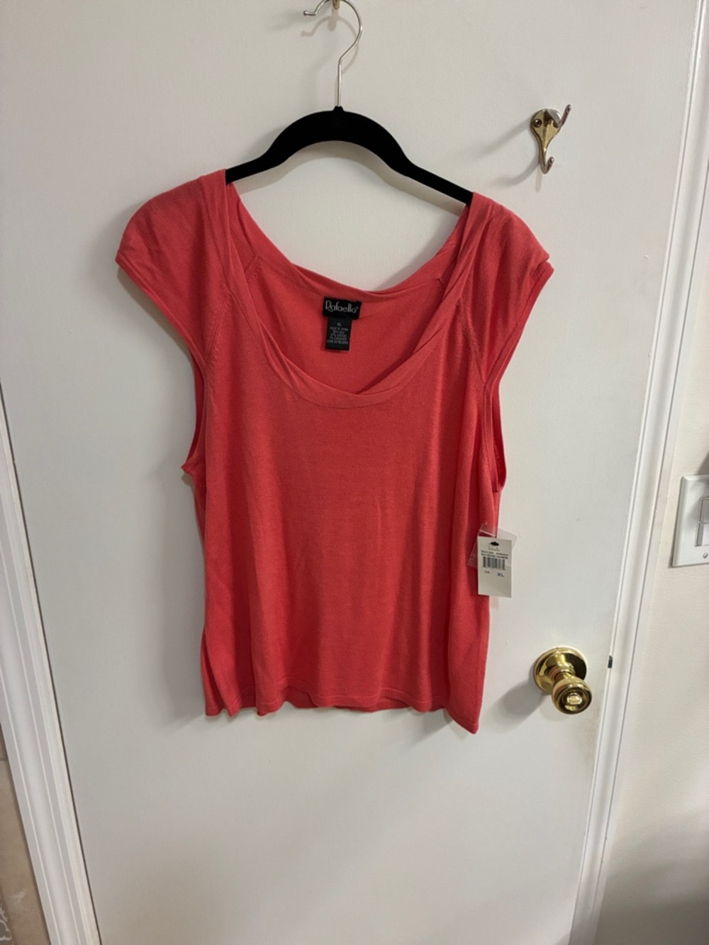 NWT Rafaella Coral Scoop Neck Cap Sleeve Top -Cashmere/Silk Blend Sz XL
